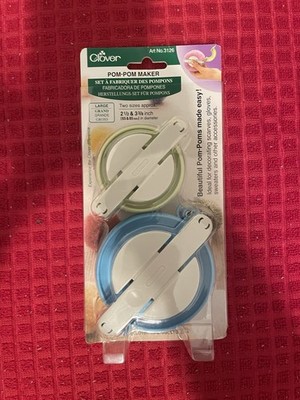 Clover Art #3126 Medium/Large Pom-Pom Maker - Set of 2, 2-1/2'' & 3-3/8'' - NIP!