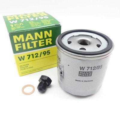 MANN Ölfilter W712/95 + Verschlussschraube passend für VW Golf Audi