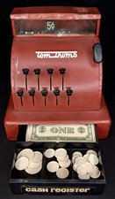 Vintage 1950s Tom Thumb Toy Cash Register Western Stamping Co. Red Metal