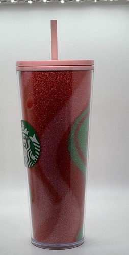 Starbucks Christmas Pink Glitter Wavy Swirl Kaffee Cold Cup Tumbler 24 oz - Bild 5 von 11