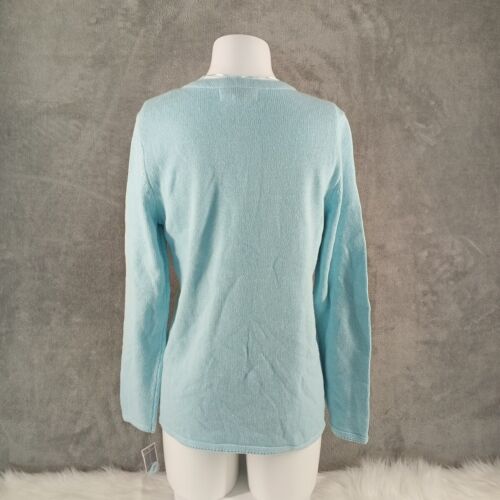NWT KAREN SCOTT Patchwork Textured Sweater MEDIUM(8-10) Cotton Aqua Pullover - Picture 8 of 11