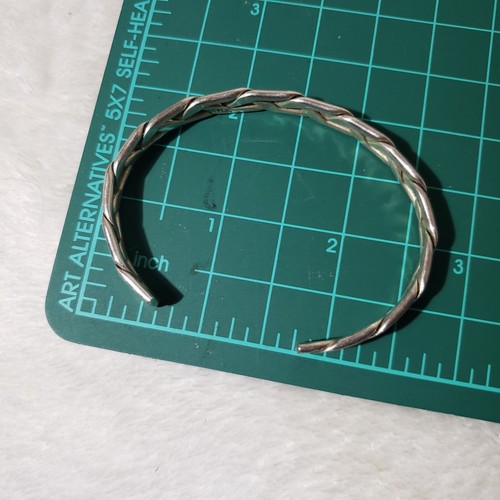 VINTAGE MEXICO 925 STERLING SILVER LADIES 3 Twine Chain CUFF BRACELET 7.25" - Picture 5 of 7