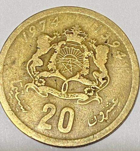 1974 Morocco 20 Santimat Coin - King Hassan II