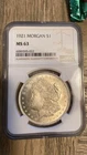 1921 MS63  Morgan Silver Dollar NGC