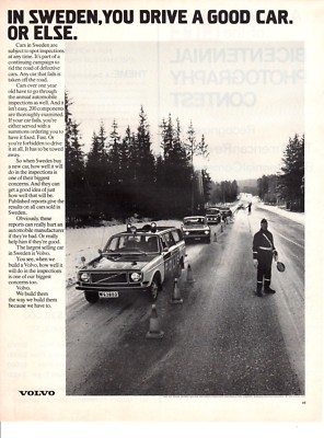 Vintage automobile Print car ad Volvo In Sweeden you drive a good car 1972 ad