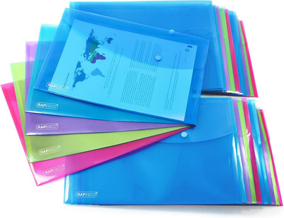 Rapesco 1494 Dokumentenmappe Mit Druckknopf, A4+, Sortierte Farben, 20 Stück
