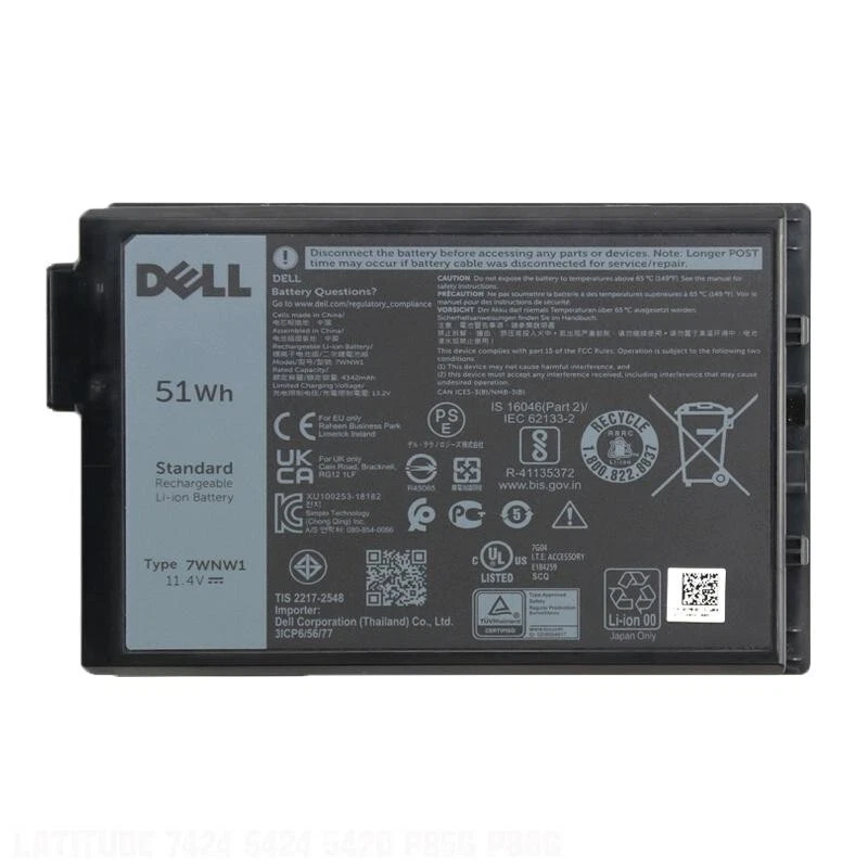 Подлинный аккумулятор 7WNW1 для Dell Latitude 5420 5424 7424 прочный Extreme DMF8C - Изображение 2 из 3
