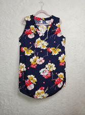 Old Navy Women Dress Large Blue Floral Print 100% Rayon Sleeveless V Neck Tank