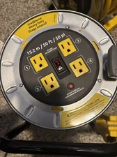 NEW Link2Home Professional Grade Metal Cord Reel 50ft 12AWG Extension Cord