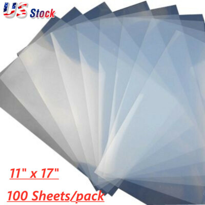 US Stock 100 Sheets 11'' x 17'' Premium Waterproof Inkjet Milky Transparency Film 