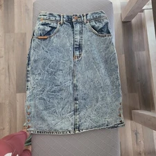 Gitano Denim Jean Skirt Womens 10 Blue Light Wash Button VINTAGE