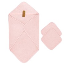 Kapuzenhandtuch-Set f&uuml;r Babies aus BIO-Baumwolle + 2x extra Waschlappen