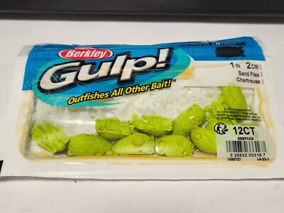 1 Pack of 12 Berkley Gulp 1'' Sand Fleas CHARTREUSE COLOR - FREE SHIPPING