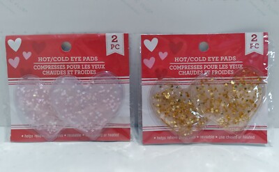 ''2'' Pairs EYE PADS Soothing Hot or Cold Pink Gold Heart Valentines Glittery NEW!