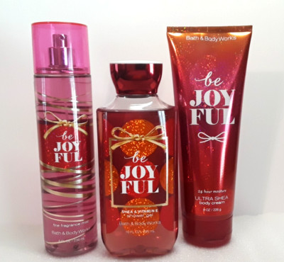 Bath Body Works BE JOYFUL Fragrance Mist Shower Gel & Ultra Shea Cream 3pc SET
