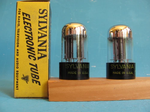 Sylvania * 8SN7GTB * (6SN7) Vintage pair Famous 1956 Chrome Domes USA NOS NIB