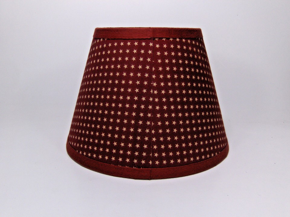 Country Primitive Americana Stars Star Red Rust Fabric Lampshade Lamp ...