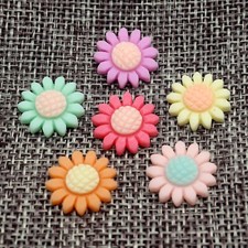 50 Mixed Color Flatback Resin Sunflower Cabochons 16mm Embellishments Craft Hair