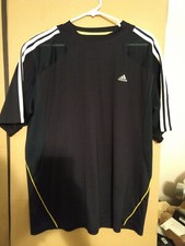 Adidas Large Mens Mesh Panel Training tee Shirt dark blue