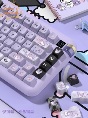 Kuromi Black Purple MDA Alice Keycap For Mechanical Keyboard PBT Only Keycap Set