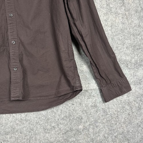 Allsaints Shirt Mens Medium Brown Slim Fit Long Sleeve Hungtingdon Ramskull - Picture 2 of 13