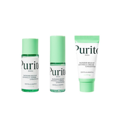 PURITO Seoul Wonder Releaf Centella Mini Kit   Unscented (3-Piece Travel Set)