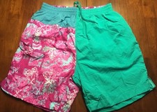 Vtg Life Adventures Dash 80s Print Swim Trunk Size Medium Green Blue Purple Pink