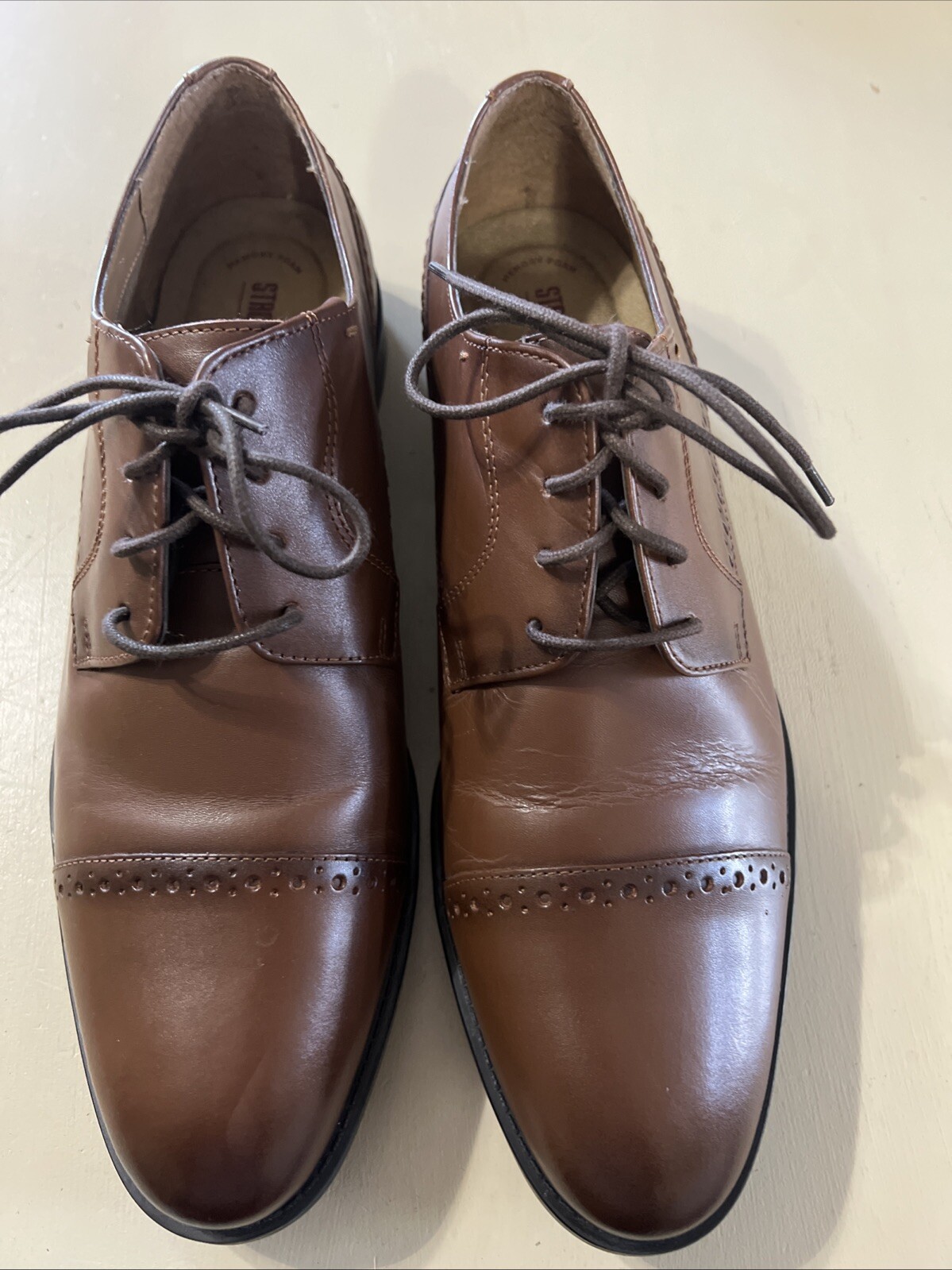 SAOLA Stacy Adams Uomo Barnett Cap Toe Oxford Marrone Pelle Brunita 11 5 Medium