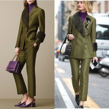 Women's Suit Satin Peak Lapel Dressy Business Work Outdoor Casual Outfits