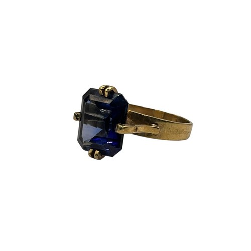 9ct 9K Yellow Gold Created Blue Sapphire Ladies Ring Size U1/2. Brand New - Picture 3 of 10