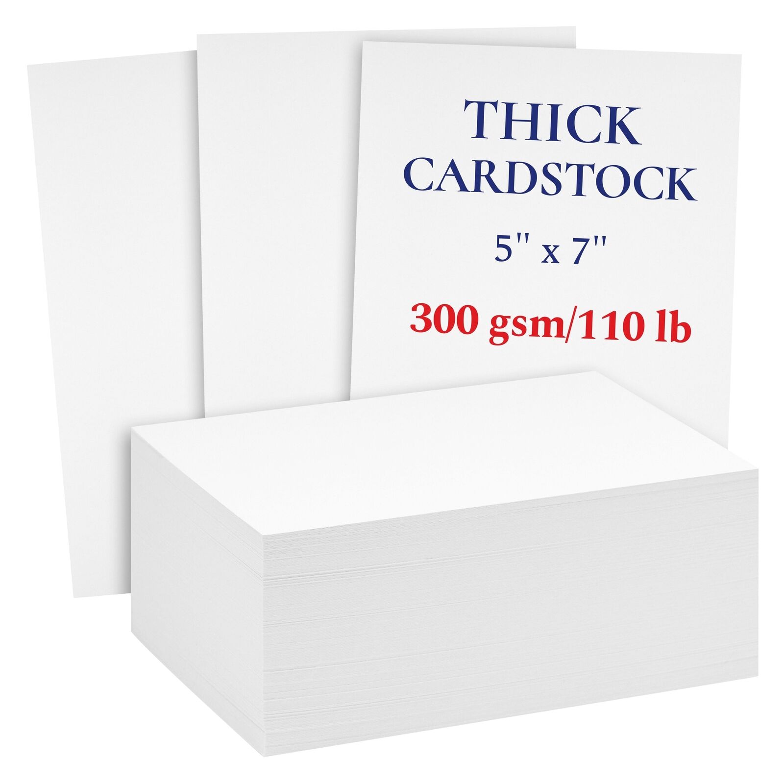 200 Sheets 5x7 110 lb/300 GSM Cover Thick Cardstock (White)