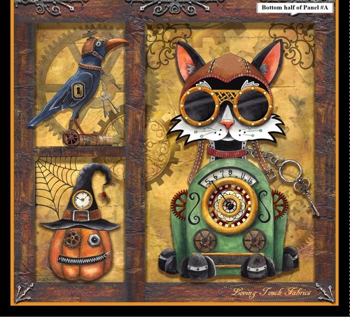 QUILTING TREASURES "STEAMPUNK HALLOWEEN" GORGEOUS WHIMSICAL FABRICS - Picture 4 of 9