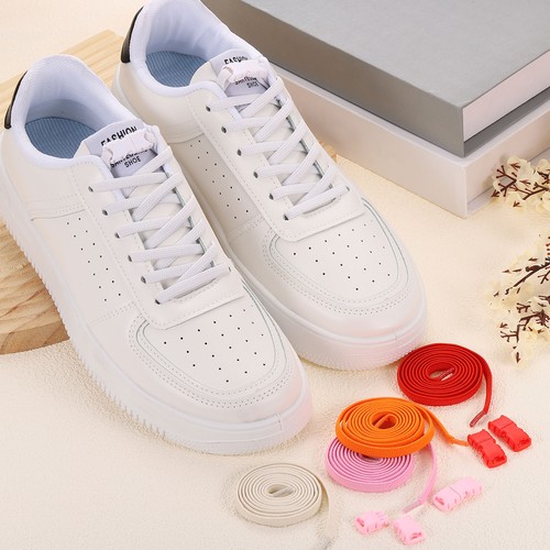 4 Pack Elastic Tieless Shoe Laces for Adults Sneakers, Black - Imagen 4 de 6