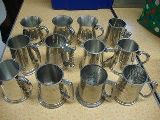 12 PEWTER TANKARDS (3.7kg) NR