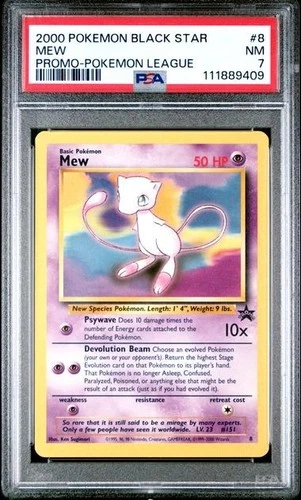 -Pokémon TCG Mew PSA 7 Black Star Promo Pokémon League #8