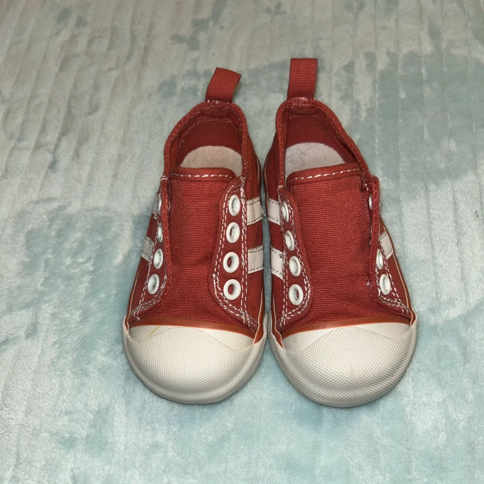 Buen estado: Zapato de lona Gymboree Camp Yosemite talla 5 bebé rojo claro blanco niño pequeño Foto 3 de 4