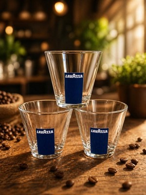 3x Lavazza Kaffee Espresso Gläser je 0,1l Wasser Macchiato Espresso Becher Bar