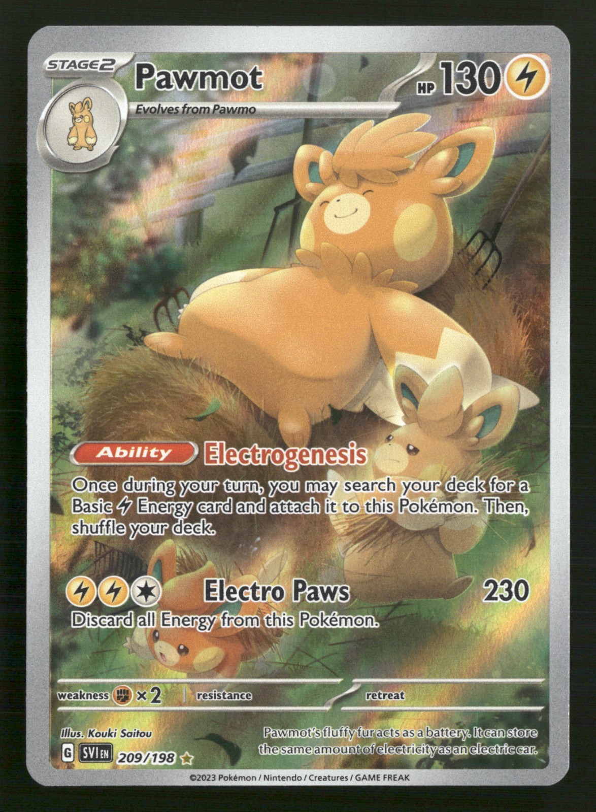 Pawmot - 209/198 - Illustration Rare - Scarlet & Violet Base - Pokemon - NM/M