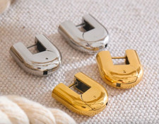 316L Stainless Steel U Shape Gold Plated Silver Color Hollow Hoop Earrings