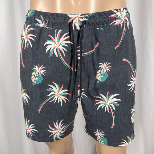 Rip Curl Mens Medium Gray Lay Days Palm Tree Pineapple Print Board Shorts Trunks