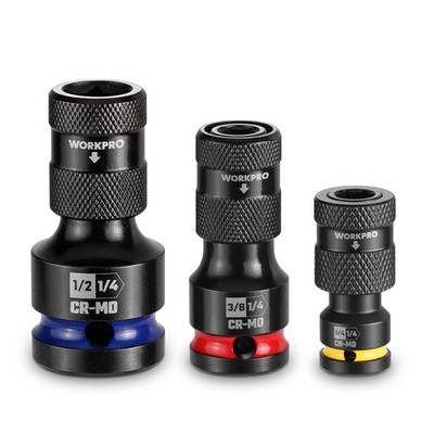 WORKPRO Quick Release Hex Impact Socket Adapter Holder Set 1/2'' 3/8'' 1/4'' Drive