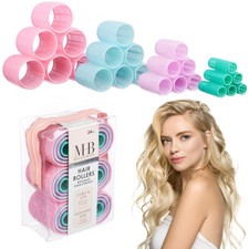 24pc Hair Rollers Collection - Pastel Colored Classic Hair Rollers for Curls ...