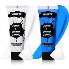 2Pcs Cream Face  Body Paint for Halloween Cosplay - White  Blue Colors