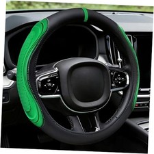 Steering Wheel Cover - Green Leather Steering Wheel Wrap Great Grip rgj-green