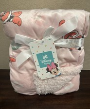 Disney Baby Blanket Minnie Mouse Pink Santa Sherpa Christmas Holiday 30x40 New
