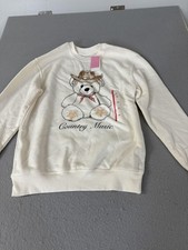 Zoe  Liv Sweatshirt Womens XS White Alyssum Country Music Cowboy Bear Crewneck