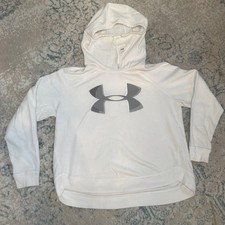 Women s Under Armour Fleece Hoodie - White w/Halo Gray - Loose Fit - Size XL -