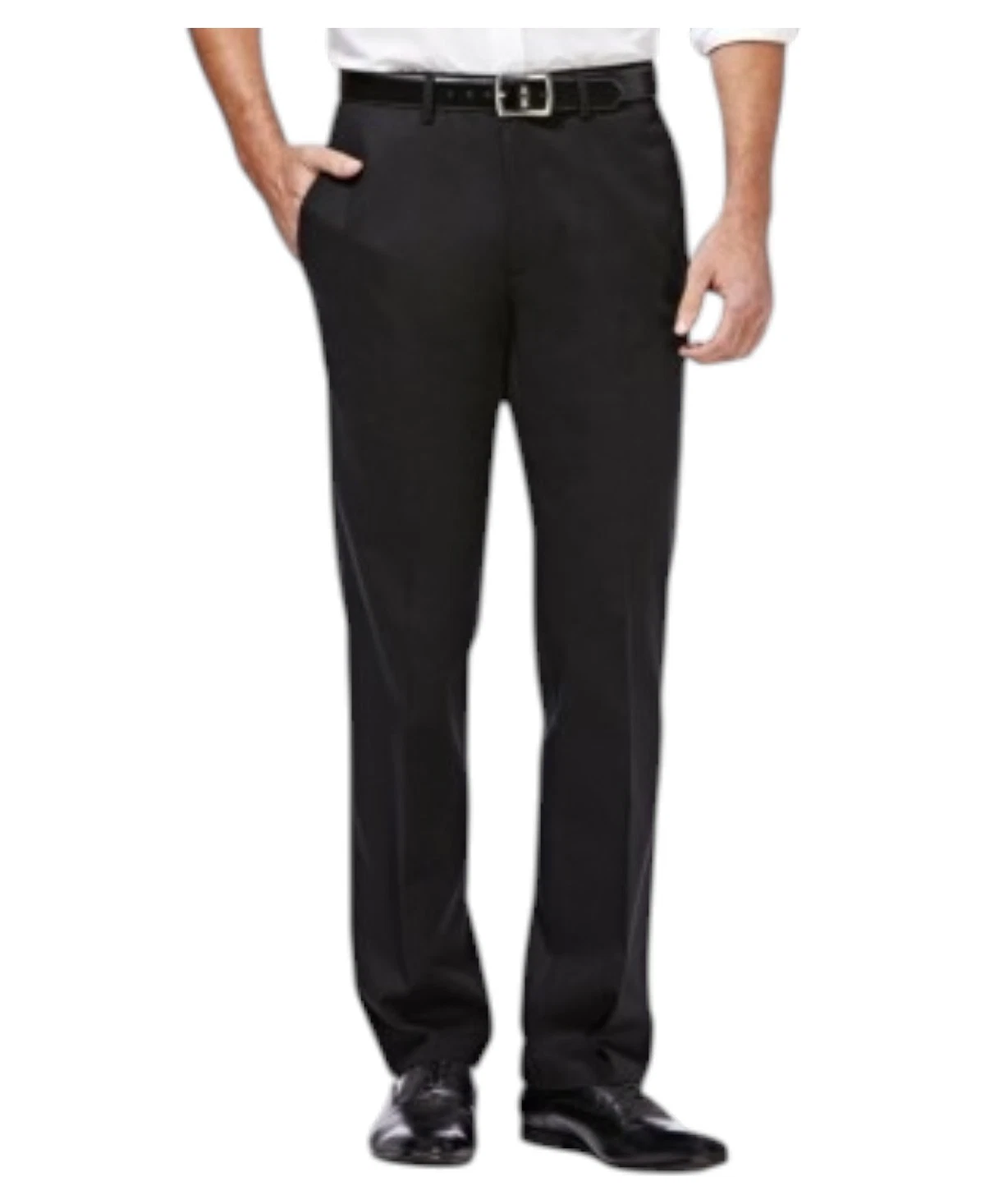 Haggar Mens Straight fit Dress Pants 42 / 30 Black Solid