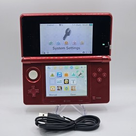 Nintendo 3DS Handheld System Flame Red With Charger Tested
