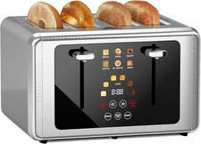 4 Slice Digital Smart Toaster W/ Touchscreen Dual Control Panel Stainless Steel
